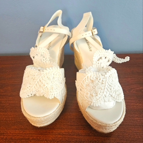 MiLanolce Women's Platform Sandals Wedge Open Toe Ankle Strap lace Wedding 8.5 - Picture 10 of 10